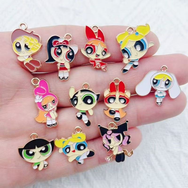 Jewelry Making Party - 10pcs Alloy Oil-Dripping Cartoon Girl Pendant,