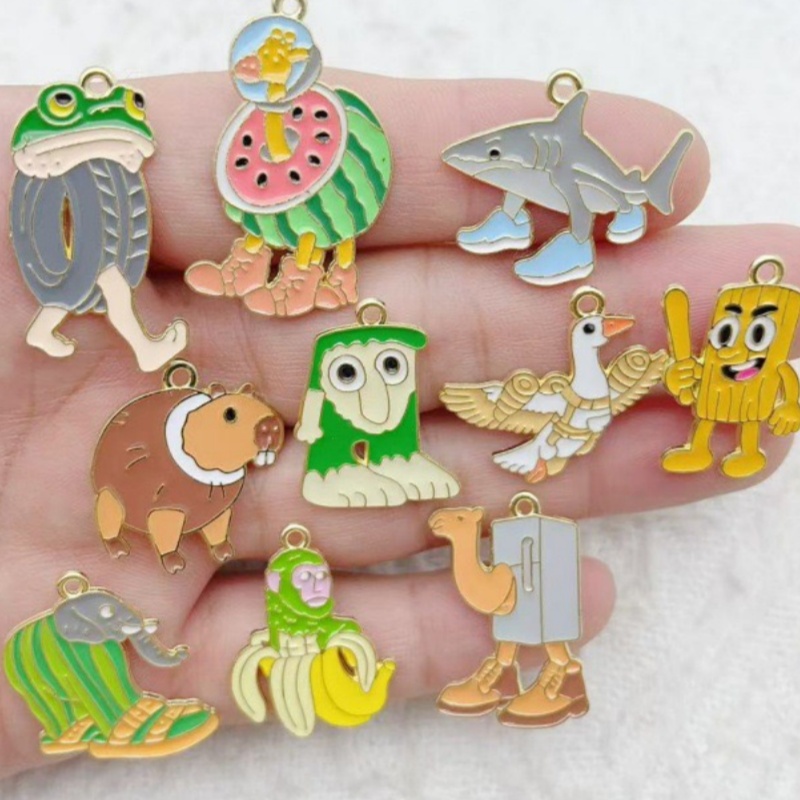 Jewelry Making Party - 10pcs Creative Alloy Drip Oil Jewelry,