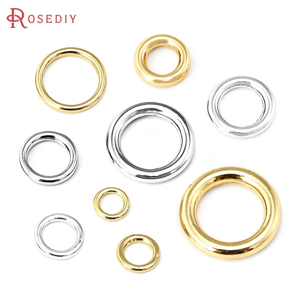 Jewelry Making Closed Jump Rings - 4~14.5MM 18K Gold Color Brass Round