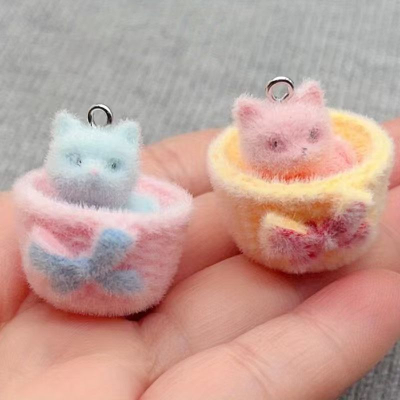 4pcs 3D plush resin cat pendan - огляд і ціна Jewelry Making Party