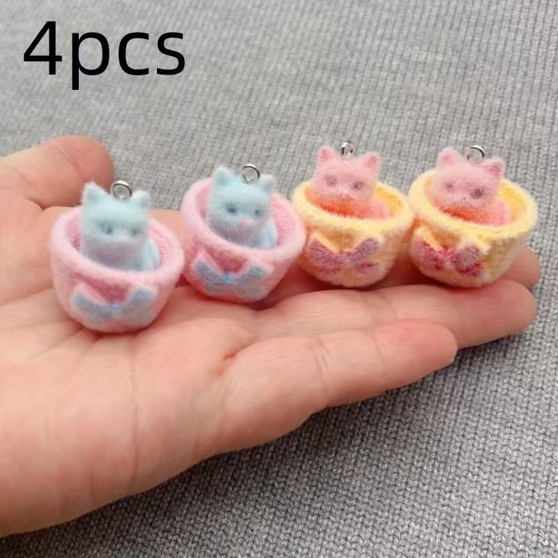 4pcs 3D plush resin cat pendan - огляд і ціна Jewelry Making Party