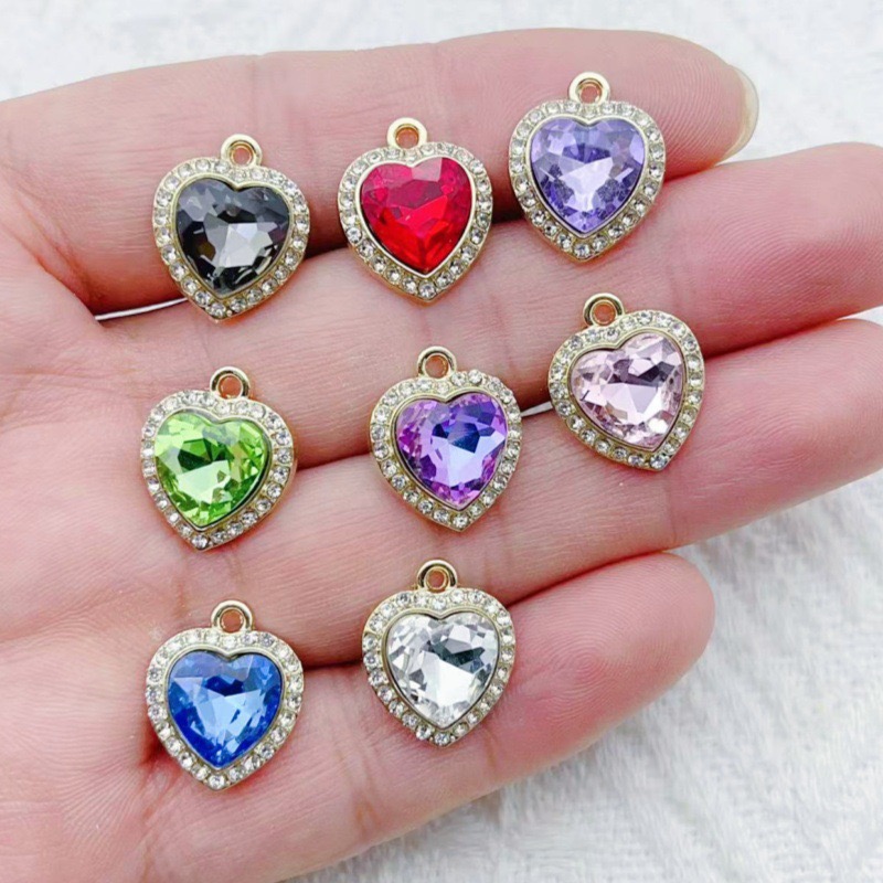 10pcs heart-shaped inlaid colo - огляд і ціна Jewelry Making Party