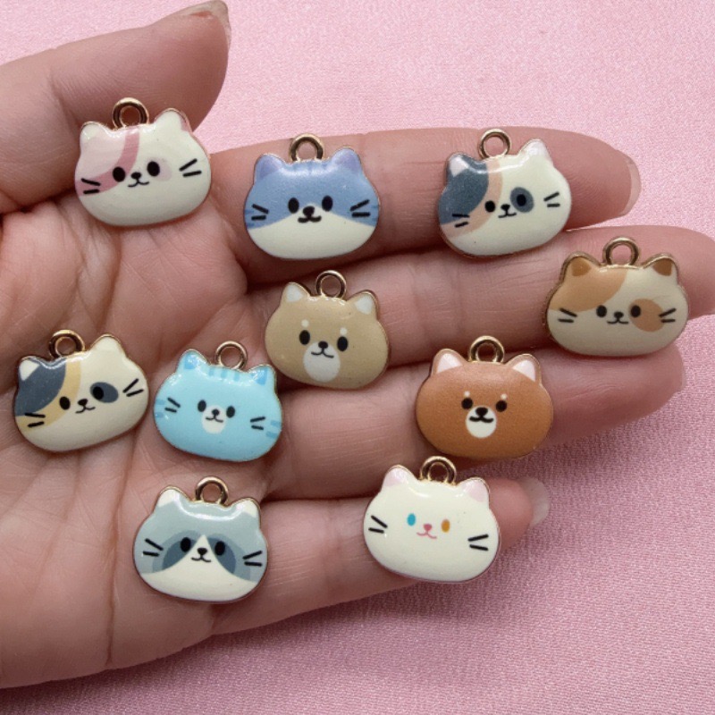 12pcs Printed Cat Head Alloy D - огляд і ціна Jewelry Making Party